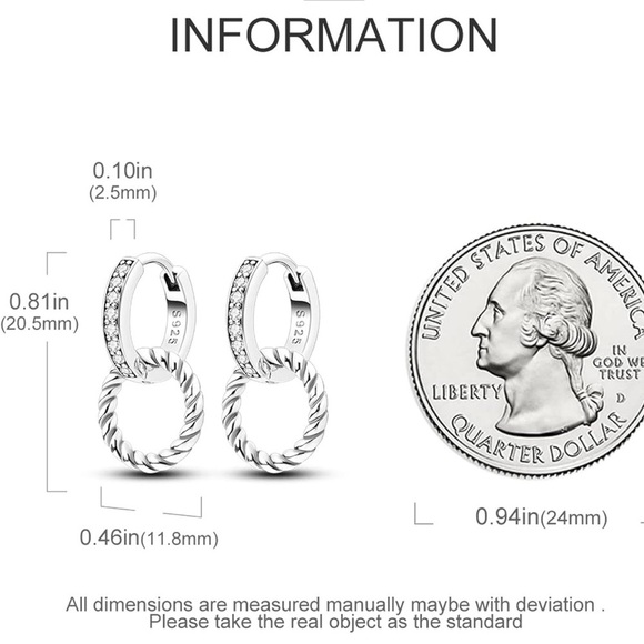 Women’s 925 Sterling Silver Double Loop Twisted Rope Earrings - NWT - Picture 4 of 5